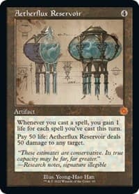 Aetherflux Reservoir (Schematic) - The Brothers' War: Retro Frame Artifacts - Magic: The Gathering card