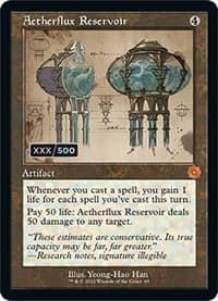 Aetherflux Reservoir (Schematic) (Serial Numbered) - The Brothers' War: Retro Frame Artifacts - Magic: The Gathering card