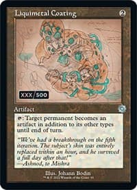 Liquimetal Coating (Schematic) (Serial Numbered) - The Brothers' War: Retro Frame Artifacts - Magic: The Gathering card