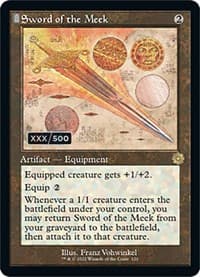 Sword of the Meek (Schematic) (Serial Numbered) - The Brothers' War: Retro Frame Artifacts - Magic: The Gathering card