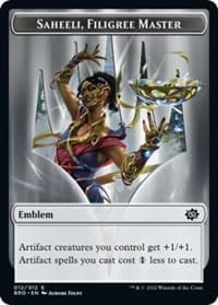 Emblem - Saheeli, Filigree Master - The Brothers' War - Magic: The Gathering card