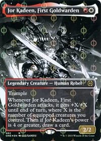 Jor Kadeen, First Goldwarden (Borderless) (Step-and-Compleat Foil) - Phyrexia: All Will Be One - Magic: The Gathering card