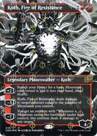 Koth, Fire of Resistance (Borderless) (Step-and-Compleat Foil) - Phyrexia: All Will Be One - Magic: The Gathering card