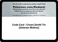 Code Card - Crown Zenith Tin [Galarian Moltres] - SWSH: Crown Zenith - Pokemon card