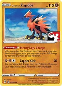 Galarian Zapdos - Prize Pack Series Cards - Pokemon card