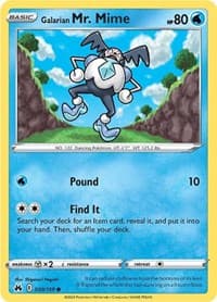 Galarian Mr. Mime - SWSH: Crown Zenith - Pokemon card