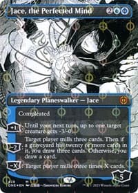 Jace, the Perfected Mind (Borderless) (Step-and-Compleat Foil) - Phyrexia: All Will Be One - Magic: The Gathering card