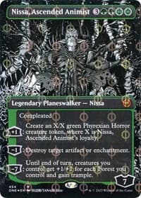 Nissa, Ascended Animist (Borderless) (Step-and-Compleat Foil) - Phyrexia: All Will Be One - Magic: The Gathering card