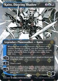 Kaito, Dancing Shadow (Borderless) (Step-and-Compleat Foil) - Phyrexia: All Will Be One - Magic: The Gathering card