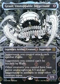 Graaz, Unstoppable Juggernaut (Borderless) (Step-and-Compleat Foil) - Phyrexia: All Will Be One - Magic: The Gathering card