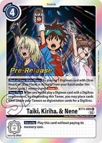 Taiki, Kiriha, & Nene - Dimensional Phase Pre-Release Cards - Digimon Card Game card
