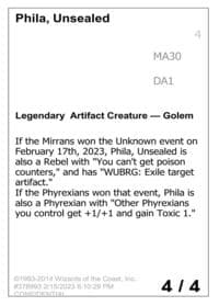 Phila, Unsealed - Un-Known Event Playtest Cards - Magic: The Gathering card