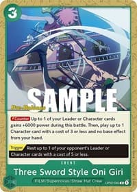 Three Sword Style Oni Giri - Paramount War Pre-Release Cards - One Piece Card Game card