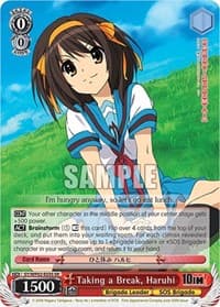 Taking a Break, Haruhi (SR) - The Melancholy Of Haruhi Suzumiya Power Up Set - Weiss Schwarz card