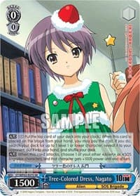 Tree-Colored Dress, Nagato (SR) - The Melancholy Of Haruhi Suzumiya Power Up Set - Weiss Schwarz card