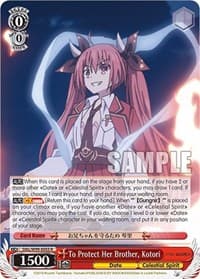 To Protect Her Brother, Kotori - Date A Live Vol.2 - Weiss Schwarz card