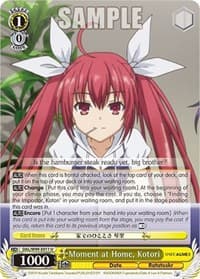 Moment at Home, Kotori - Date A Live Vol.2 - Weiss Schwarz card