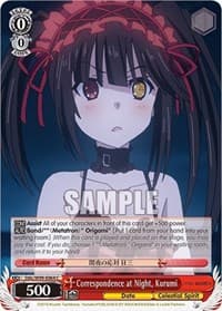 Correspondence at Night, Kurumi - Date A Live Vol.2 - Weiss Schwarz card