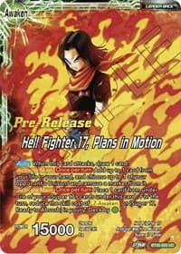 Android 20 & Dr. Myuu // Hell Fighter 17, Plans in Motion - Power Absorbed Pre-Release Cards - Dragon Ball Super: Masters card