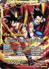 SS Vegito // Son Goku & Vegeta, Path to Victory - Power Absorbed Pre-Release Cards - Dragon Ball Super: Masters card
