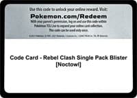 Code Card - Rebel Clash Single Pack Blister [Noctowl] - SWSH02: Rebel Clash - Pokemon card