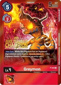 Greymon - P-010 (2023 Regionals Champion) - Digimon Promotion Cards - Digimon Card Game card