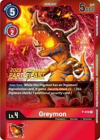 Greymon - P-010 (2023 Regionals Participant) - Digimon Promotion Cards - Digimon Card Game card