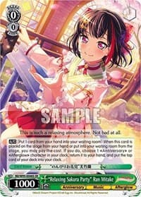 "Relaxing Sakura Party" Ran Mitake (SR) - BanG Dream! Girls Band Party! 5th Anniversary - Weiss Schwarz card