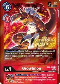 Growlmon (2023 Regionals Champion) - Digital Hazard - Digimon Card Game card