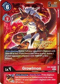 Growlmon (2023 Regionals Participant) - Digital Hazard - Digimon Card Game card