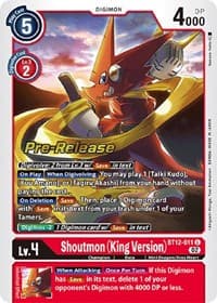 Shoutmon (King Version) - Across Time Pre-Release Cards - Digimon Card Game card