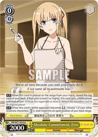 Absolute Commitment, Eriri - Saekano How to Raise a Boring Girlfriend. flat - Weiss Schwarz card