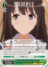 Wavering Sentiments, Megumi - Saekano How to Raise a Boring Girlfriend. flat - Weiss Schwarz card