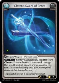 Clarent, Sword of Peace - Kickstarter Promotional Cards - Grand Archive TCG card