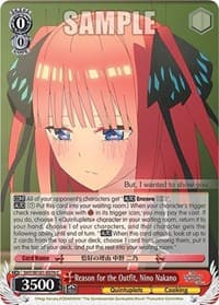 Reason for the Outfit, Nino Nakano - The Quintessential Quintuplets Movie - Weiss Schwarz card