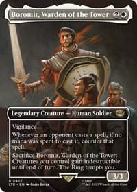 Boromir, Warden of the Tower (Borderless) - Universes Beyond: The Lord of the Rings: Tales of Middle-earth - Magic: The Gathering card