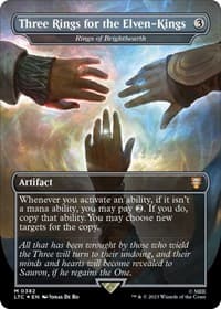 Three Rings for the Elven-Kings - Rings of Brighthearth (Borderless) (Surge Foil) - Commander: The Lord of the Rings: Tales of Middle-earth - Magic: The Gathering card