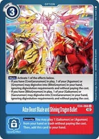 Adze Beast Blade and Shining Dragon Bullet - Alternative Being Booster - Digimon Card Game card