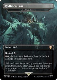 Redhorn Pass - Mouth of Ronom (Borderless) (Surge Foil) - Commander: The Lord of the Rings: Tales of Middle-earth - Magic: The Gathering card