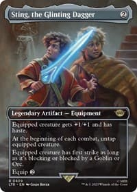 Sting, the Glinting Dagger (Borderless) - Universes Beyond: The Lord of the Rings: Tales of Middle-earth - Magic: The Gathering card