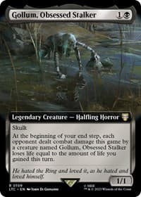 Gollum, Obsessed Stalker (Extended Art) - Commander: The Lord of the Rings: Tales of Middle-earth - Magic: The Gathering card