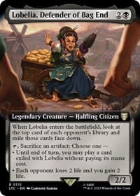 Lobelia, Defender of Bag End (Extended Art) - Commander: The Lord of the Rings: Tales of Middle-earth - Magic: The Gathering card