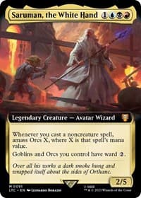 Saruman, the White Hand (Extended Art) - Commander: The Lord of the Rings: Tales of Middle-earth - Magic: The Gathering card