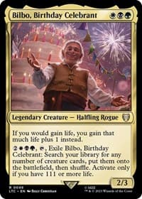 Bilbo, Birthday Celebrant - Commander: The Lord of the Rings: Tales of Middle-earth - Magic: The Gathering card