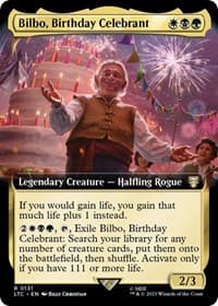 Bilbo, Birthday Celebrant (Extended Art) - Commander: The Lord of the Rings: Tales of Middle-earth - Magic: The Gathering card