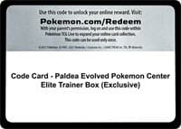 Code Card - Paldea Evolved Pokemon Center Elite Trainer Box (Exclusive) - SV02: Paldea Evolved - Pokemon card
