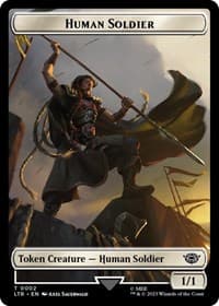Human Soldier (0002) // Food (0009) Double-Sided Token - Universes Beyond: The Lord of the Rings: Tales of Middle-earth - Magic: The Gathering card