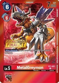 MetalGreymon - BT1-021 (2023 Regionals Finalist) - Release Special Booster 1.0 - Digimon Card Game card