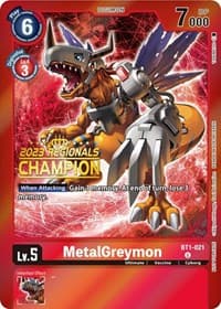 MetalGreymon - BT1-021 (2023 Regionals Champion) - Release Special Booster 1.0 - Digimon Card Game card