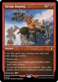 Savage Beating (Foil Etched) - Commander Masters - Magic: The Gathering card